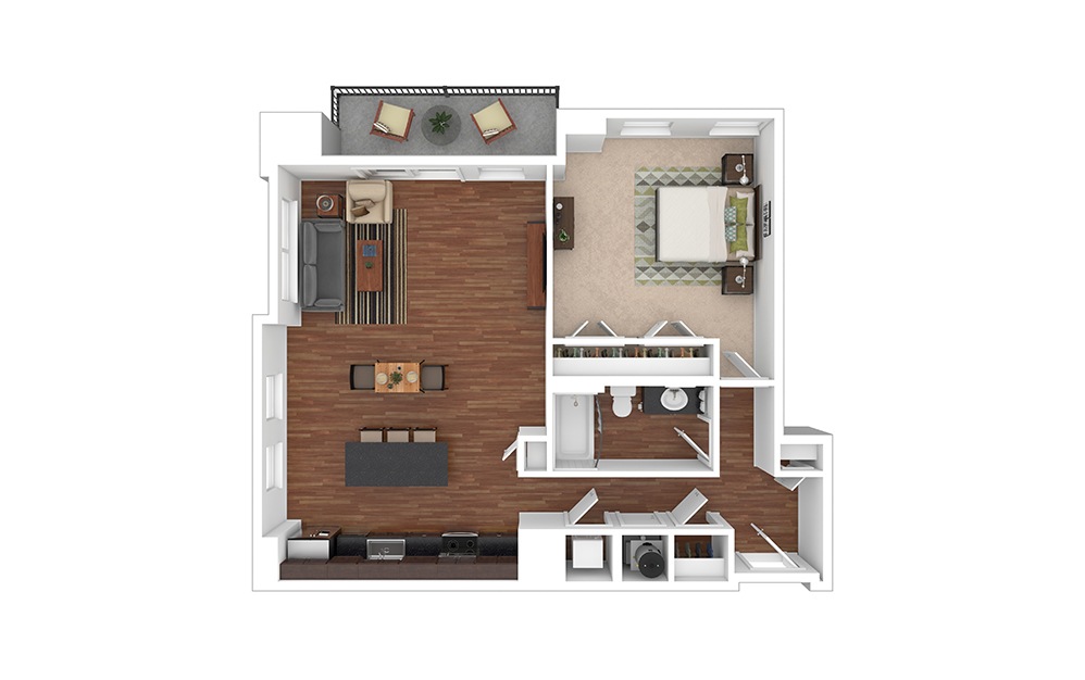 The Oakmont 1 bedroom 1 bath 972 square feet