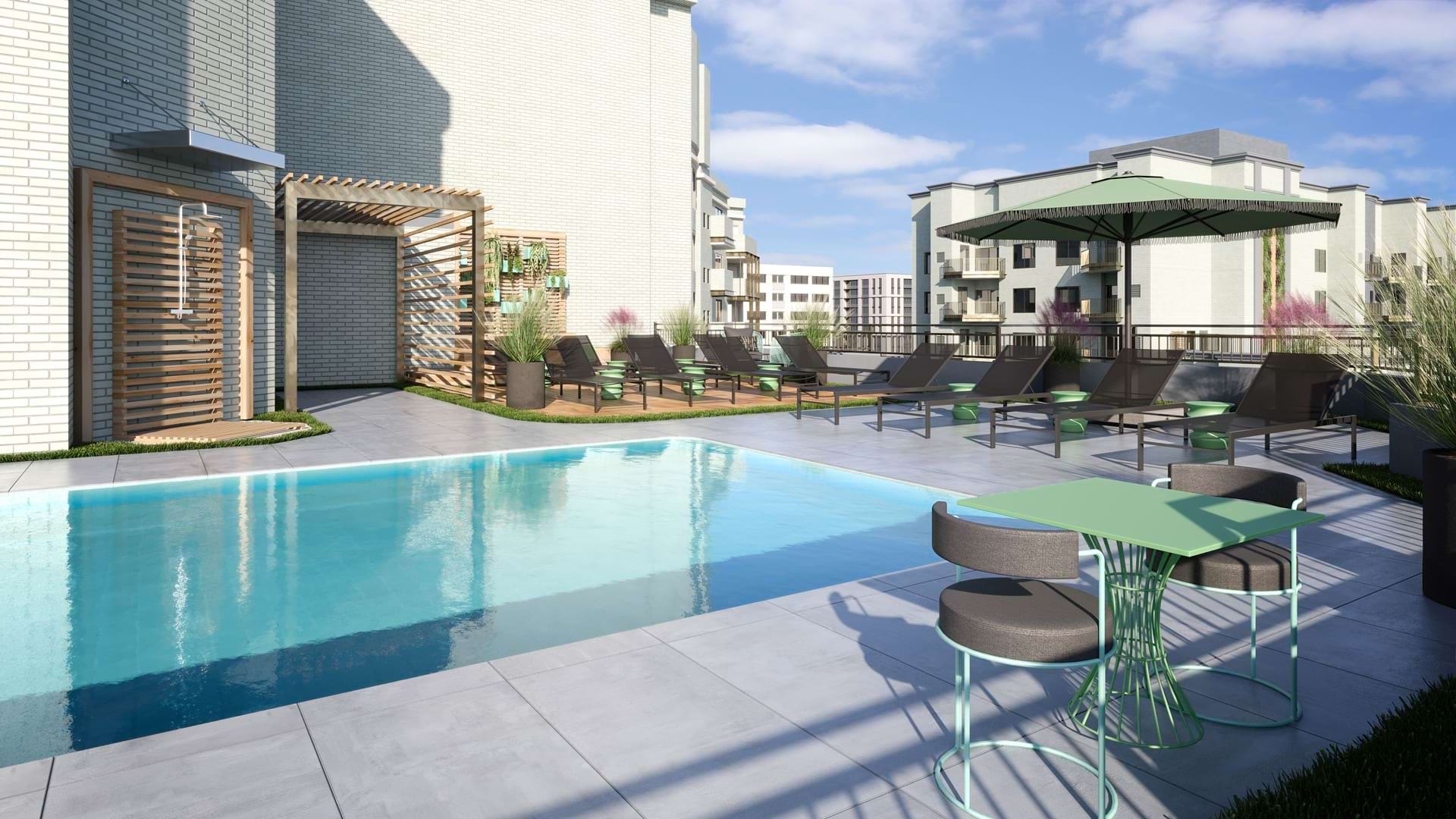 Resort Style Pool and Sun Deck at Our Pentagon City Apartments 