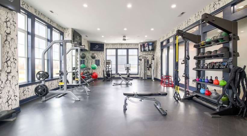 24/7 Fitness Center inside the Resident Clubhouse at Our Hilliard Apartments