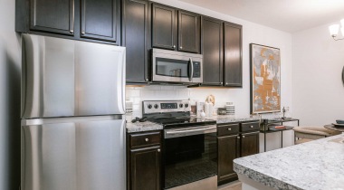 Spacious Kitchen with Island at Our Hilliard Apartments in Ohio