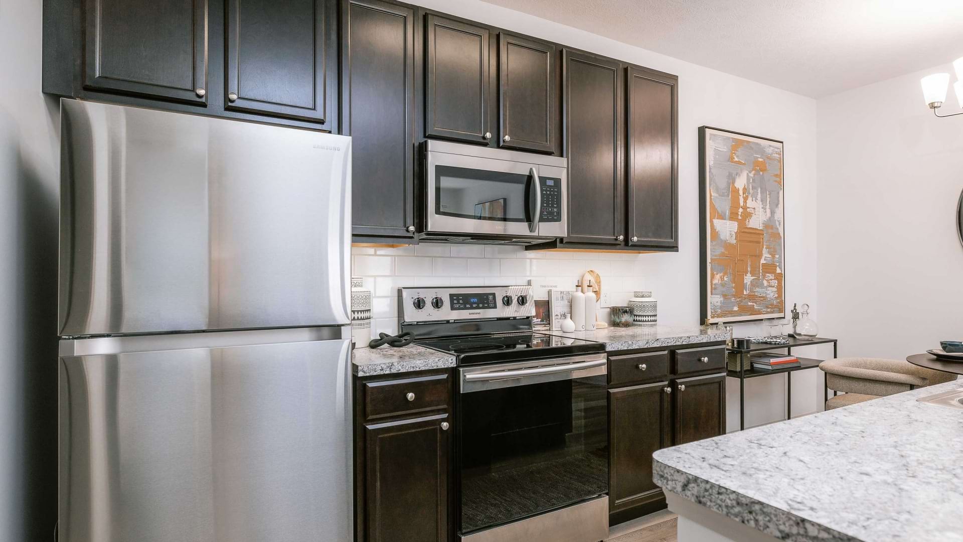 Bright, Open Kitchen with Island Seating in Our Hilliard Apartments for Rent