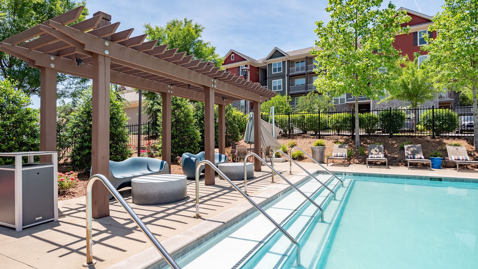 Saltwater Pool and Lounge Chairs at Our Apartments in Nashville, Tennessee