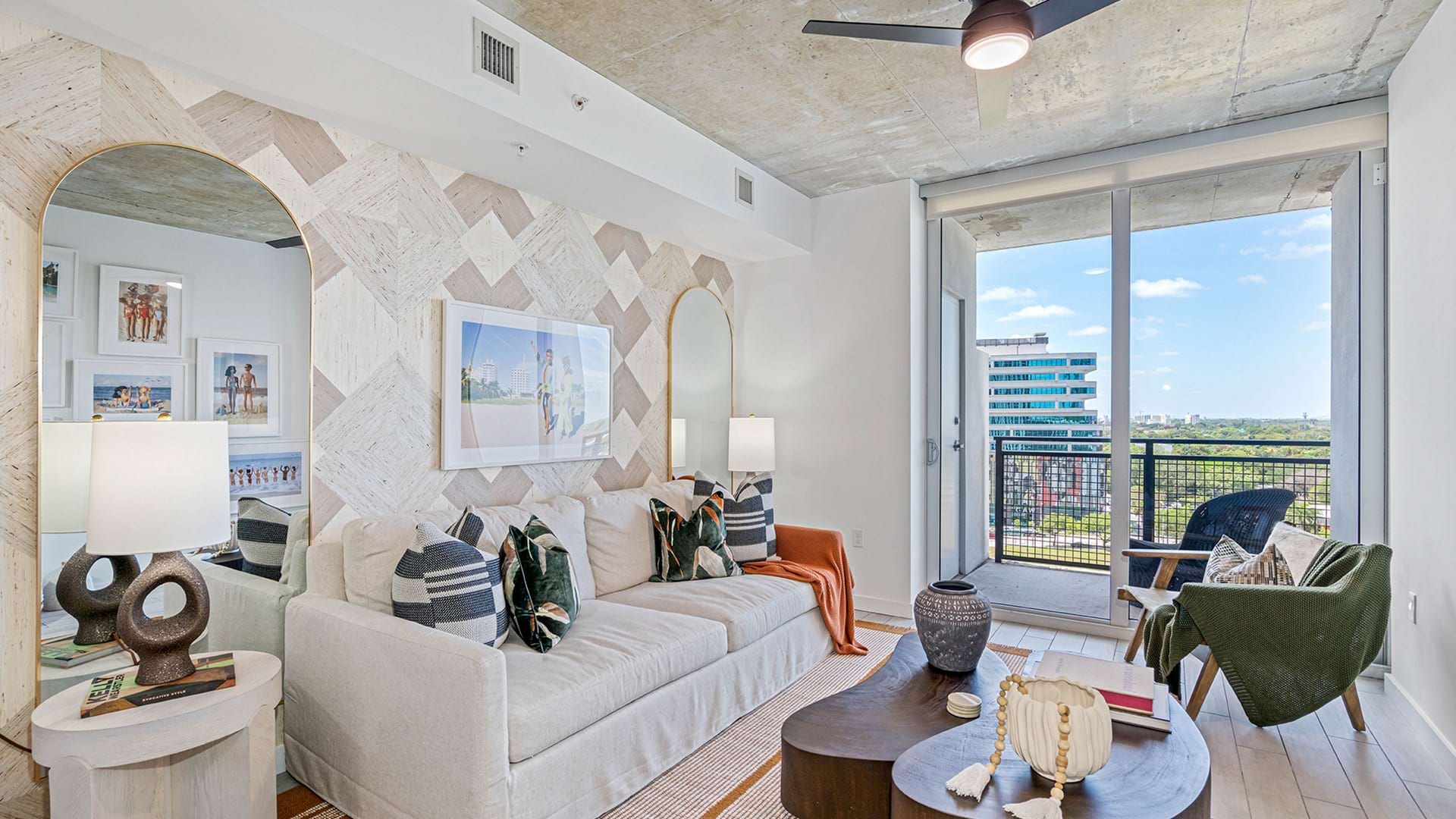 Spacious Living Room with Large Windows at Our Apartments on Biscayne Blvd.
