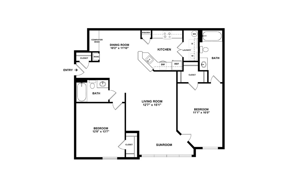 The Emerald Isle  2 bedroom 2 bath 1175 square feet
