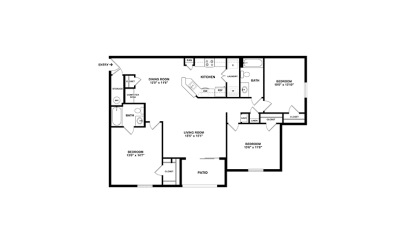 The Southport  3 bedroom 2 bath 1387 square feet