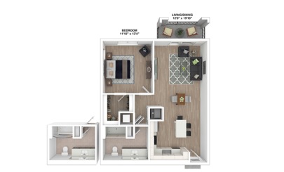 Jacaranda 1 bedroom 1 bath 869 square feet
