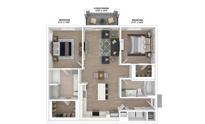 Magnolia 2 bedroom 2 bath 1167 square feet