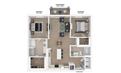 Mahogony 2 bedroom 2 bath 1186 square feet