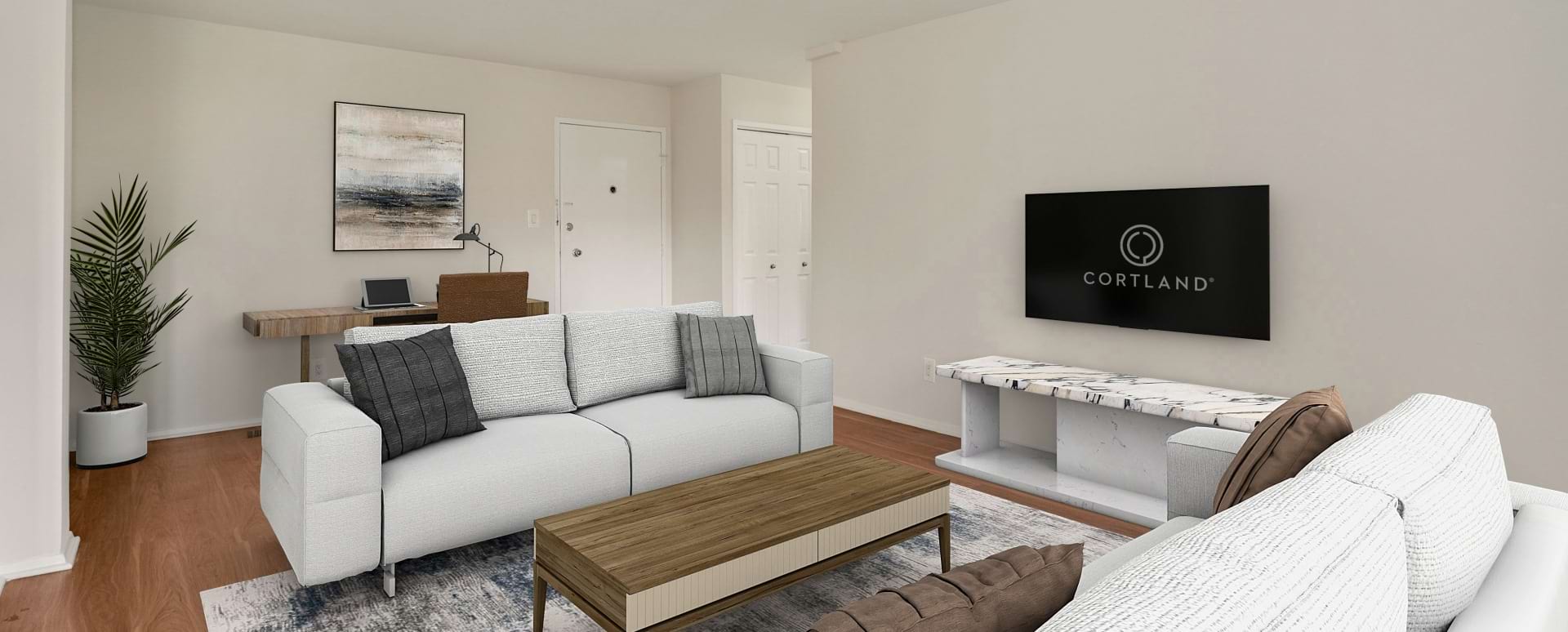 Modern Bedroom with Large Window at Our Arlington Apartment Homes