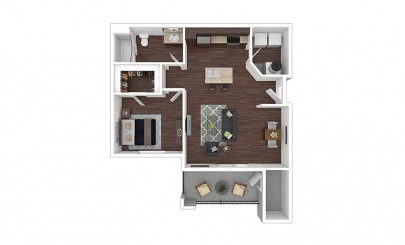 The River 1 bedroom 1 bath 786 square feet