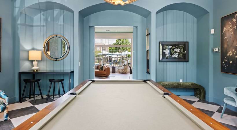 Billiards Table in the Clubhouse at Our Modern Apartments Near 1960