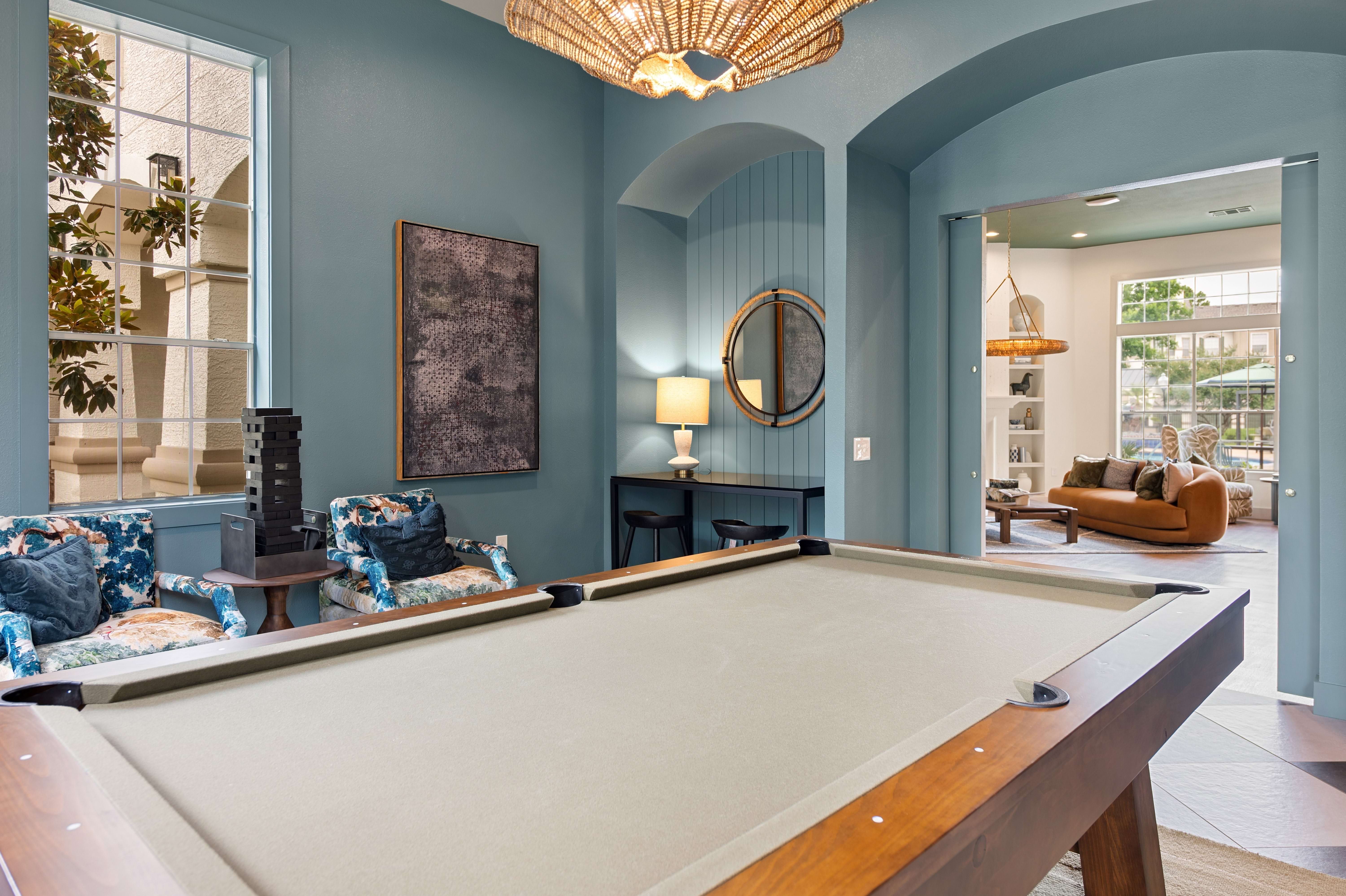 Resident Clubhouse with a Billiards Table at Our Apartments in Jersey Village, Houston