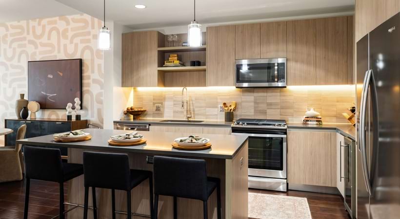 Custom Italian Cabinetry in the Kitchen of Our Apartments for Rent in the Museum District in Houston