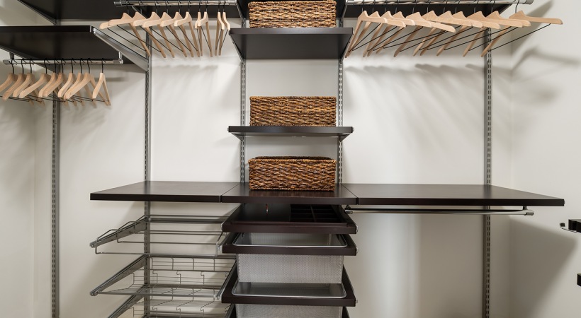 Walk-in Closet with an ELFA® Closet System in Our Penthouses and Apartments on Southmore
