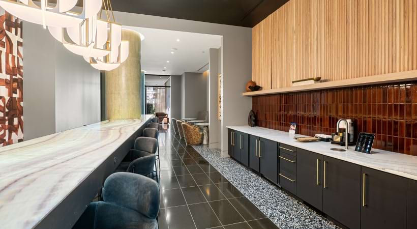 Party-Ready Kitchen with a Coffee Bar at Our Luxury Apartments in the Museum District in Houston