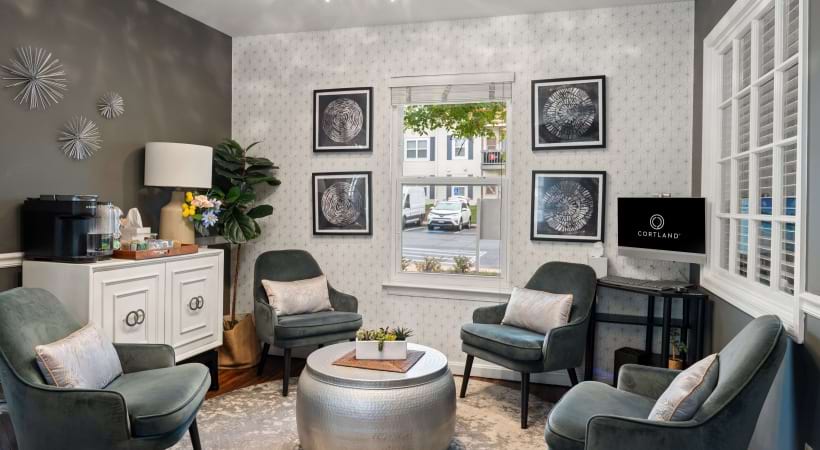 Lounge Area in the Resident Clubhouse at Our Downtown Leesburg Apartment Community
