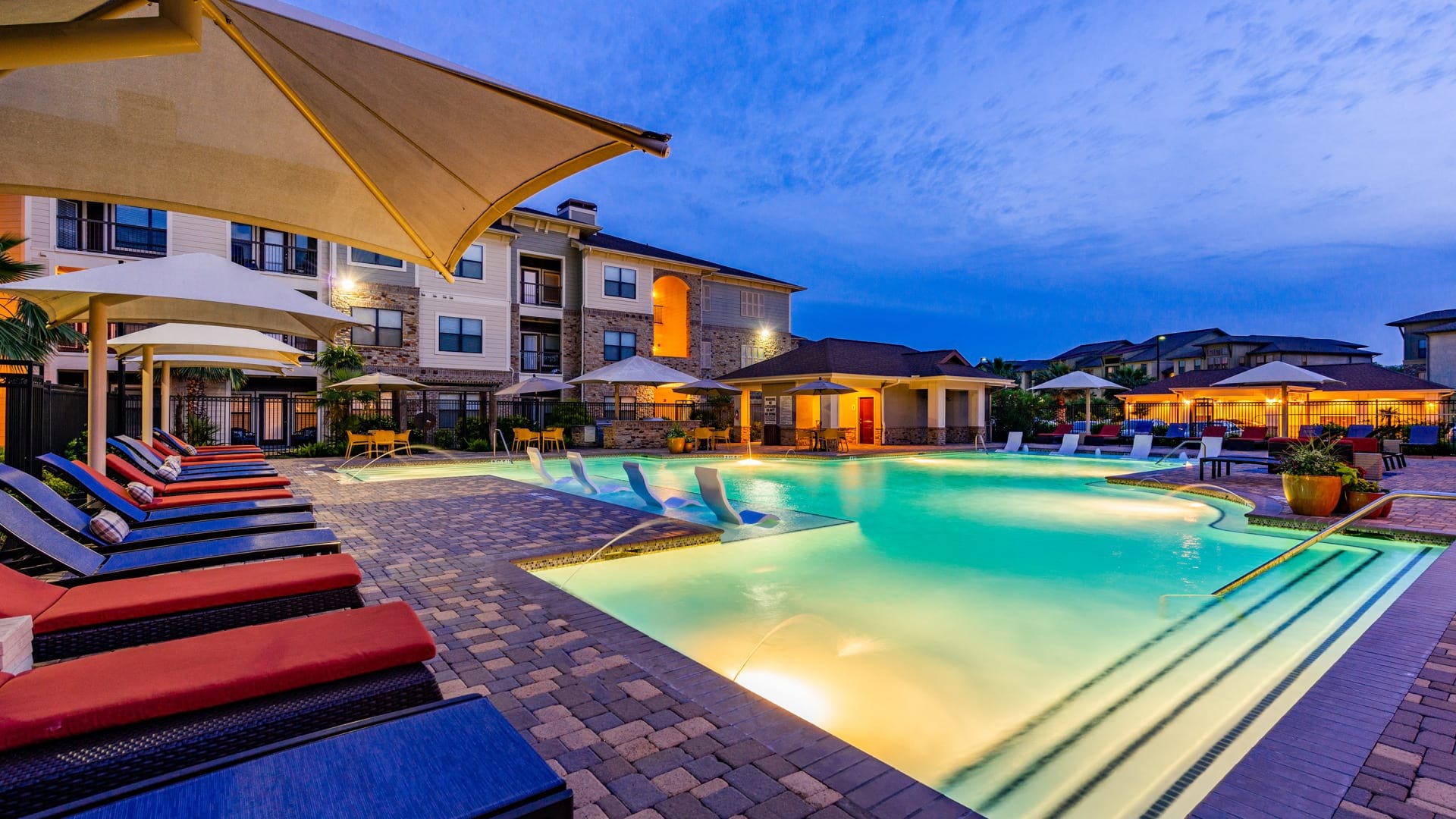 Resort-style pool at apartments in Houston, TX