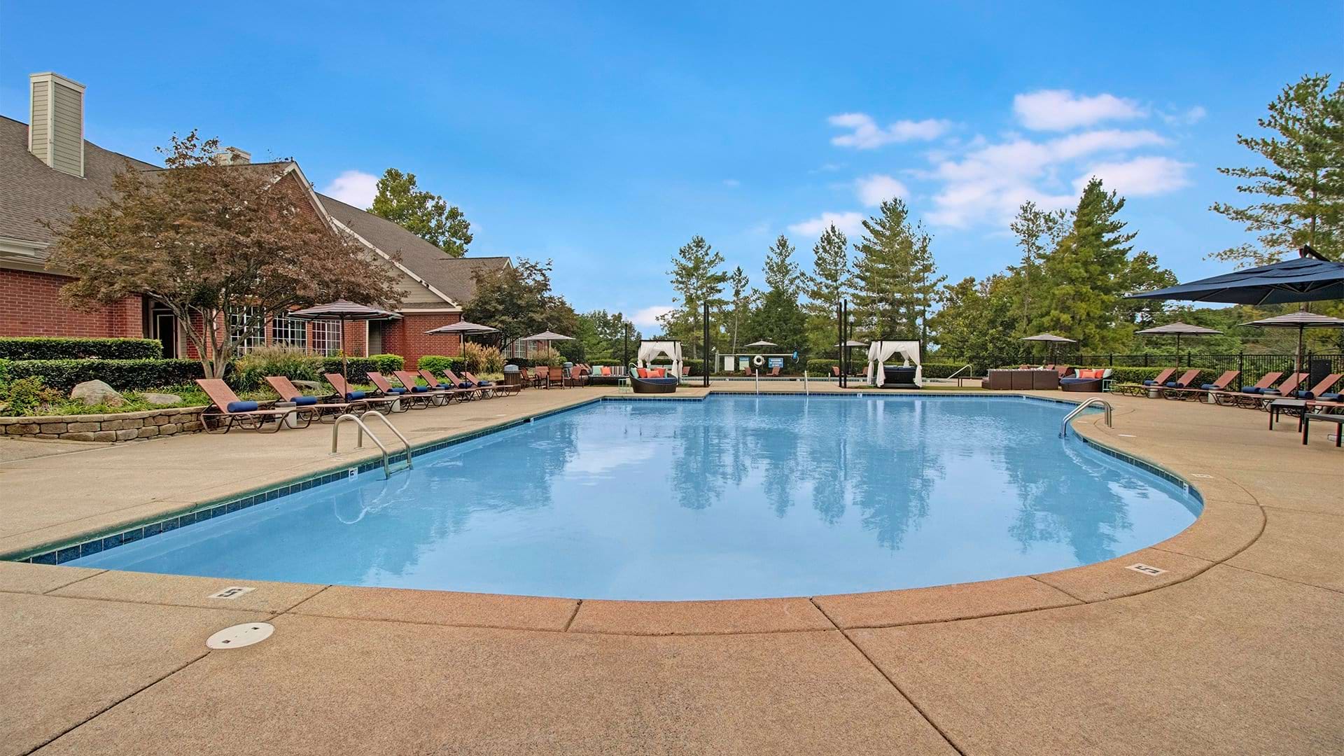 pool with cabanas