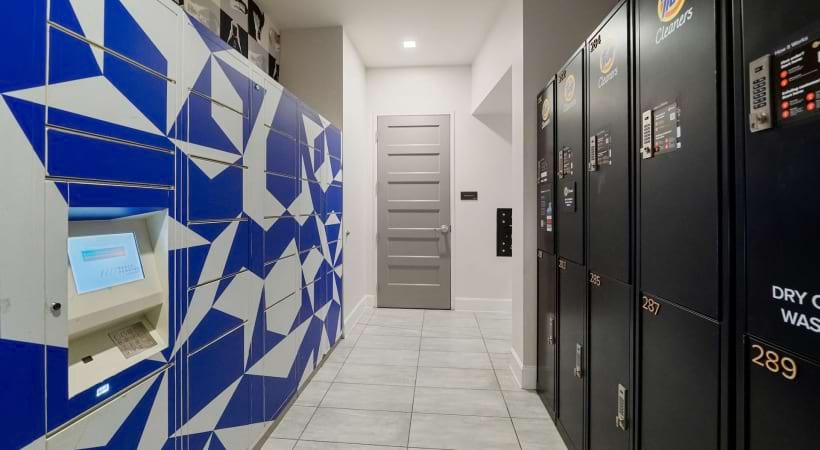 mail and package center with ample lighting