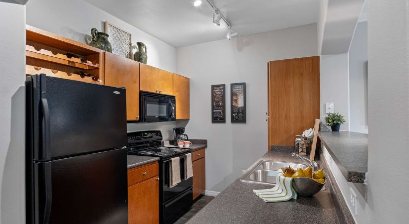 Kitchen with a Wine Rack in Our Tampa, Luxury Apartments