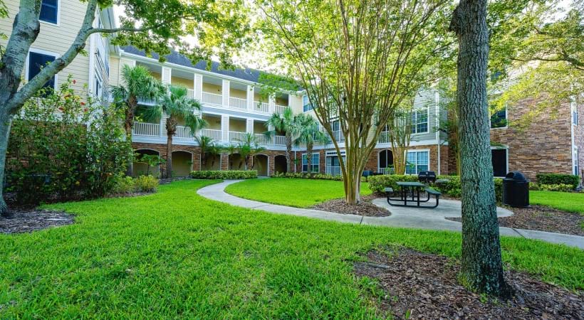Landscaped Walking Path at Our Apartments for Rent Near Busch Gardens in Tampa