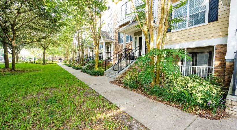 Landscaped Walking Path at Our Apartments for Rent in Tampa, FL Near USF