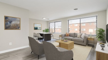 Spacious Living Room with Large Windows at Our North Arlington Apartments for Rent
