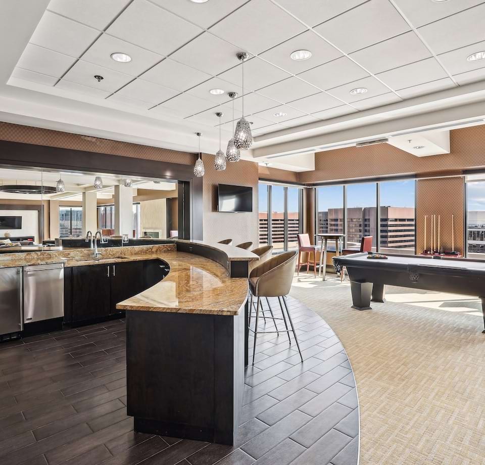 Resident Clubhouse with WiFi, a HDTV, and Billiards at Our Apartments on National Landing