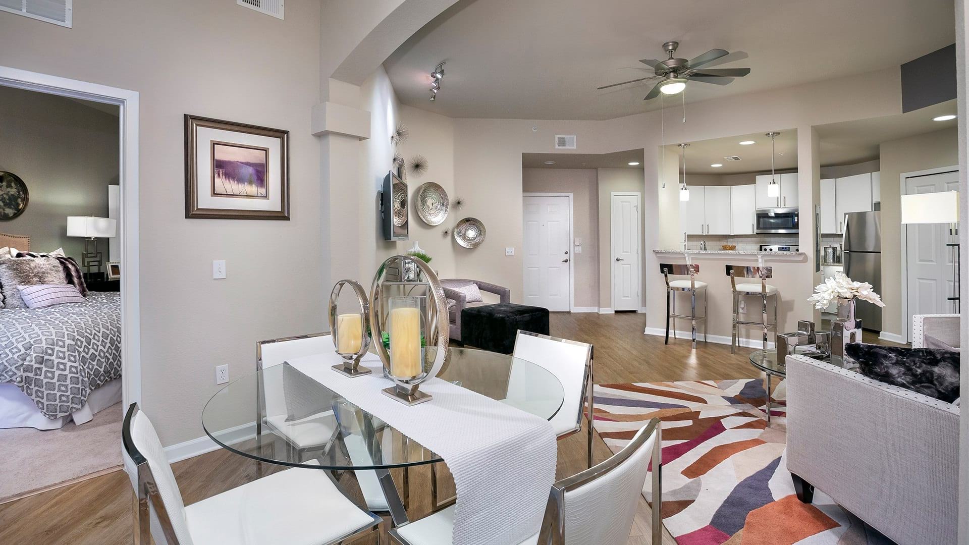 Open Concept Living Room and Dining Area at Our Apartments for Rent in Altamonte Springs, FL