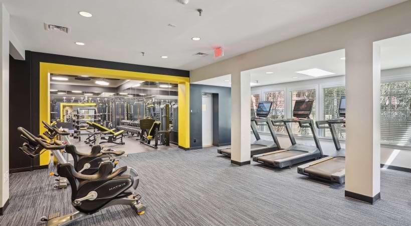 24/7 Fitness Center and Yoga Studio with Cardio Equipment at Our Apartments Near the Metro in Alexandria, VA