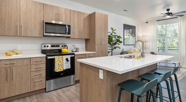 Kitchen with Expansive Kitchen Islands at Our Boise Apartments for Rent
