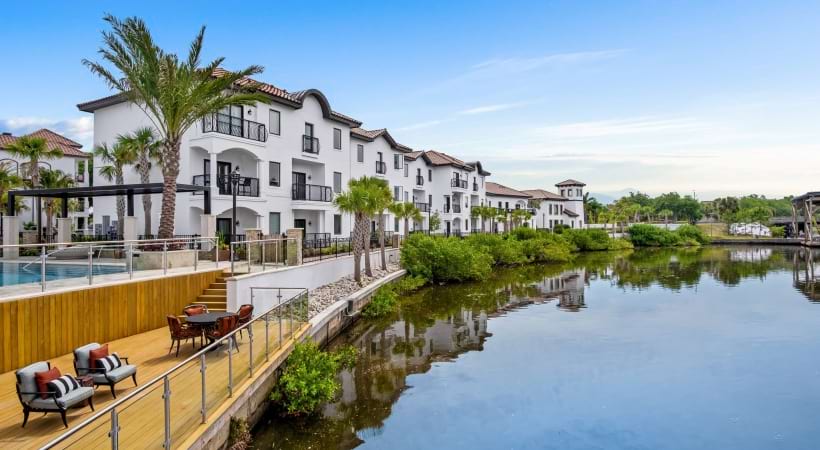 Resort-Style Pool with Lake View at Our International Plaza Apartments in Tampa