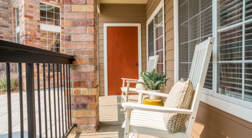 Personal patio at our modern apartments near Cherry Creek