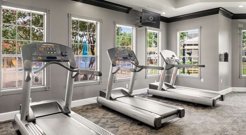 Treadmills in the Fitness Center at Our Apartments Near Jersey Village